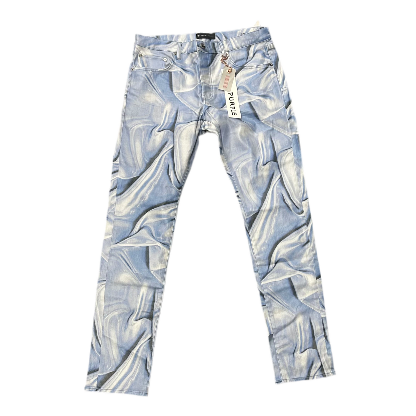 PURPLE BRAND WRINKLE PRINT JEANS BLUE