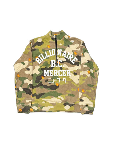 BBC ICECREAM Half Zip Sweatshirt - Camo