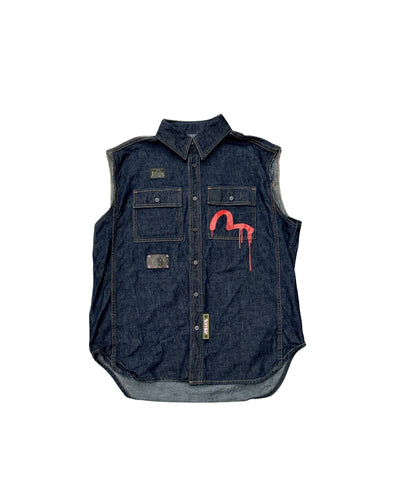 EVISU Sleeveless Denim Shirt