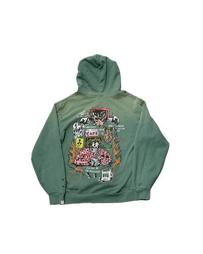 Warren Lotas Hoodie (Forest Green/Cream Wash)