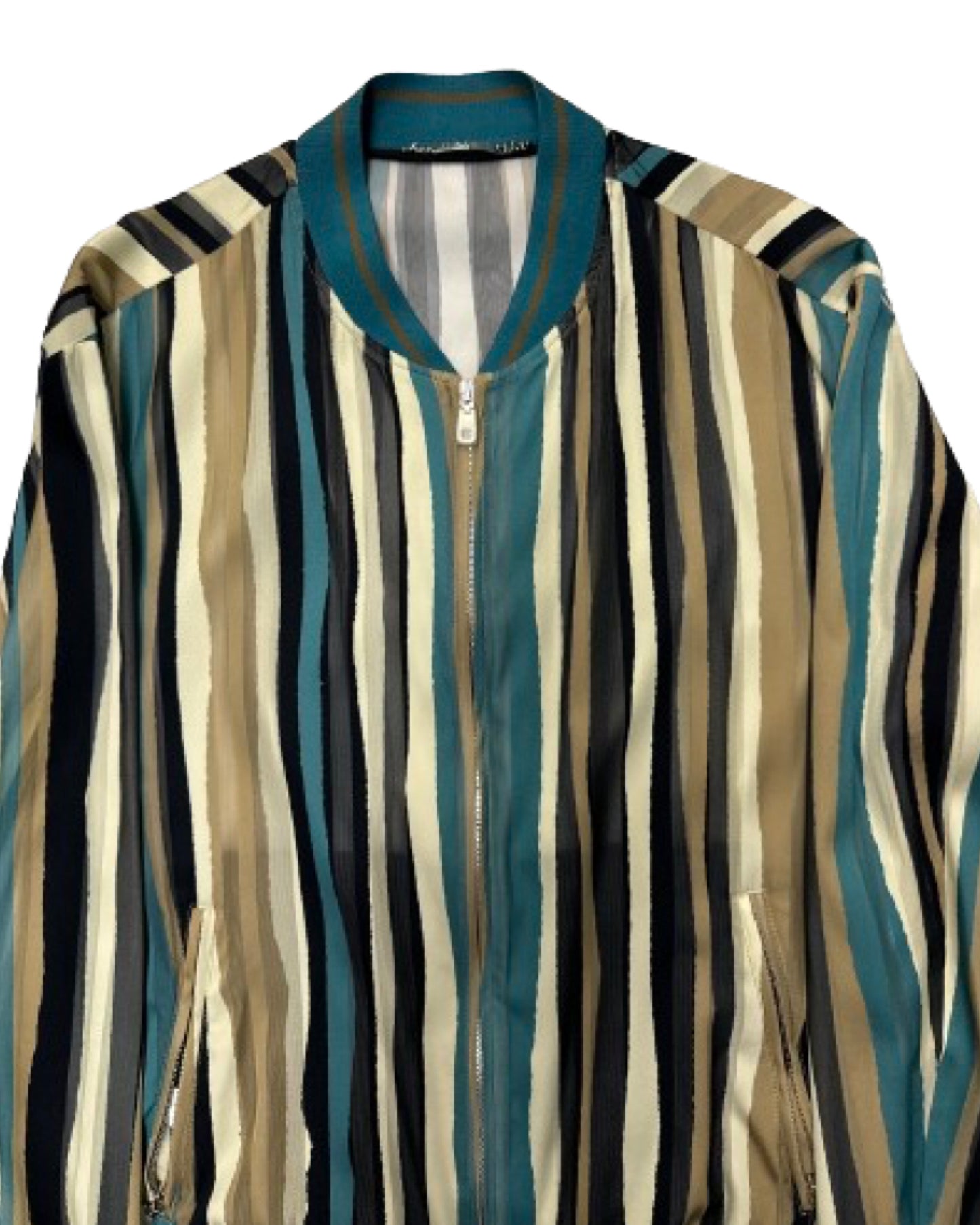 DOLCE & GABBANA Multicolor Viscose Striped Full Zip Jacket