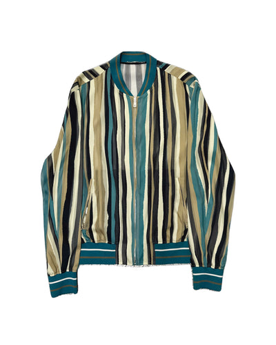 DOLCE & GABBANA Multicolor Viscose Striped Full Zip Jacket