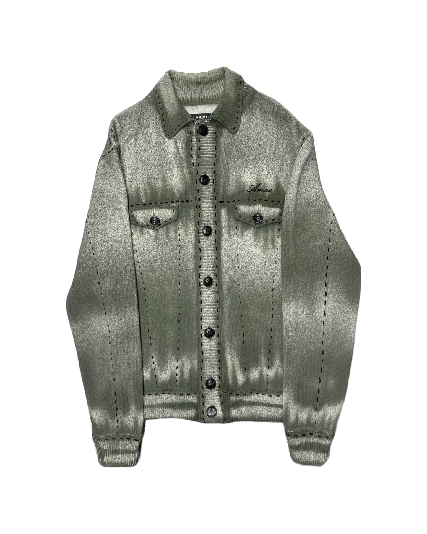 AMIRI Pigment Spray Faded Buttoned Cardigan