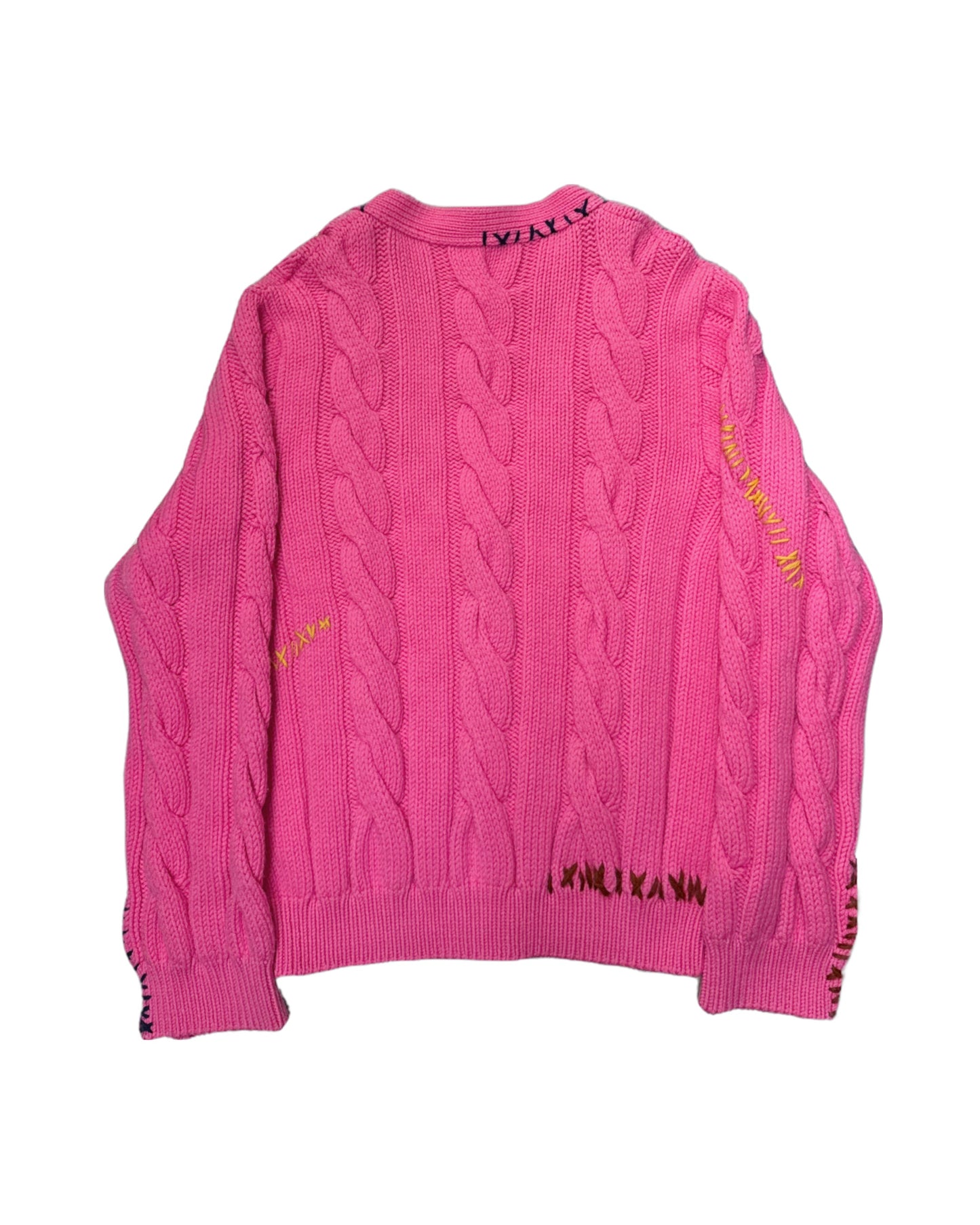 MARNI Pink Stitch-Detail Cable-Knit Cardigan