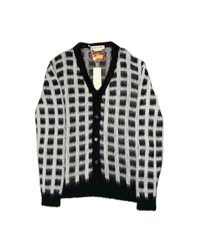 MARNI Black Brushed Check Fuzzy Wuzzy Cardigan